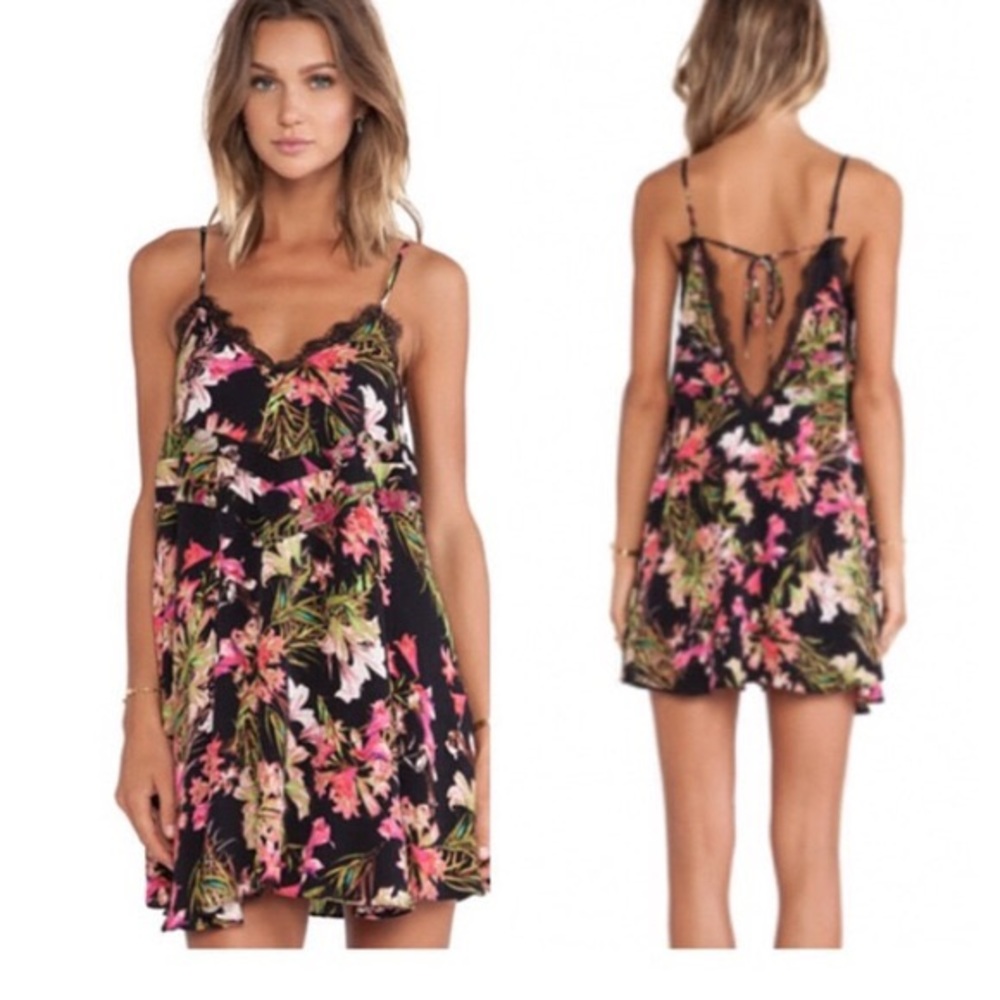NWT Lovers + Friends Bahia Floral Mini Dress with Pink & Green Print